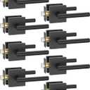 Asidrama 8 Pack Black Passage Door Handles, Door Lever with Door Knobs Indoor for Bedroom or Bathroom, Heavy Duty Door Handles Interior with Locks for Left Right Sided Doors