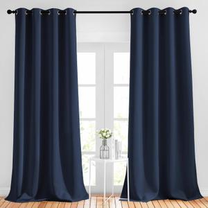NICETOWN Navy Blue Blackout Curtains 102 inch Length, Grommet Energy Saving Thermal Drapes Sound Reducing Heat Blocking Window Treatments for Living Room, 2 Panels, W52 x L102 NICETOWN Navy Blue Blackout Curtains 102 inch Length, Grommet Energy Saving Thermal Drapes Sound Reducing Heat Blocking Window Treatments for Living Room, 2 Panels, W52 x L102