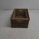 StorageWorks Wicker Storage Baskets, Large and Small Baskets, Handwoven Seagrass Basket for Organizing, Decorative Organizers with Built-in Handles, Set of 2 (15"D x 11"W x 7"H + 13"D x 9"W x 6"H)