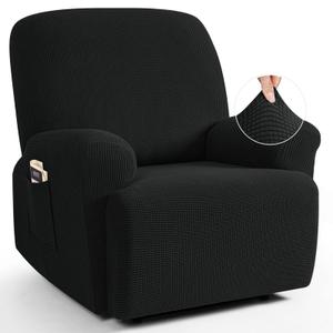 TAOCOCO Oversized Recliner Chair Covers, 1 Seater Streach Recliner Covers Soft Couch Protector Furniture Protector Covers with Elastic Chair Cover Jacquard Pattern (Black)