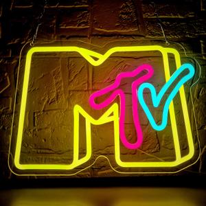Music Neon Sign for Wall Decor Dimmable Music Neon Light Up Sign for Man Cave Neon Lights for Bedroom Led Neon Sign Suitable for Record Studio Bar Nightclub Party Concert Venue Size 13.77*9.64In(P081) (Ice Blue+Rose Red+Lemon Yellow)