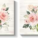TAR TAR STUDIO Flowers Canvas Painting Wall Art: Floral Picture Blossom Artwork Print for Bedroom or Office (16" x 16" x 2 PCS, Multiple Sizes/Material)