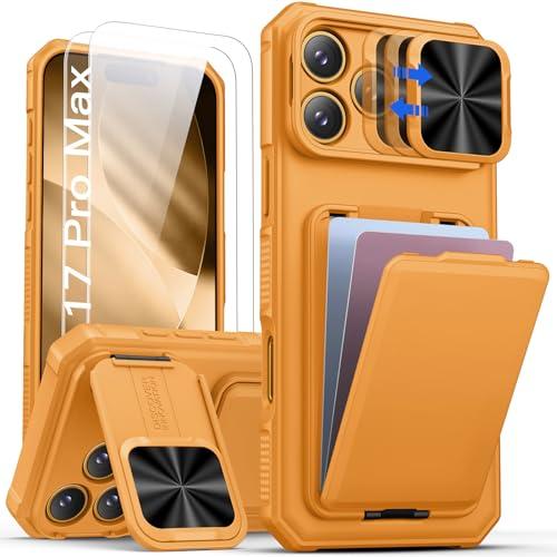 SSLOTSCASE for iPhone 17 Pro Max Case with Wallet, Light Orange