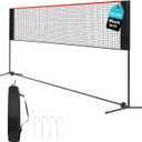 OLIXIS Portable Badminton Net, Height Adjustable Volleyball Net, Badminton Net with Carry Bag, Volleyball Net for Pool, BackyardGame Indoor Outdoor Use (10FT, Red)