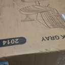 Leather Office Chair with Removable Armrests, Mid Back Ergonomic Desk Chair with Lumbar Support, Adjustable Height Rocking Swivel Executive Chair for Home Office, Dark Gray