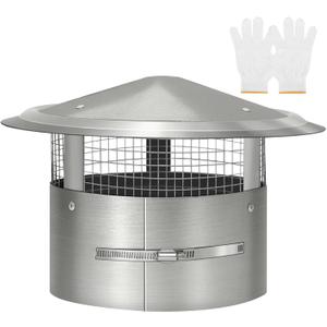8 Inch Round Chimney Cap(No Assembly Required), 8 Inch Tapered Top Chimney Cap with Fastening Device with Screen, Stainless Steel