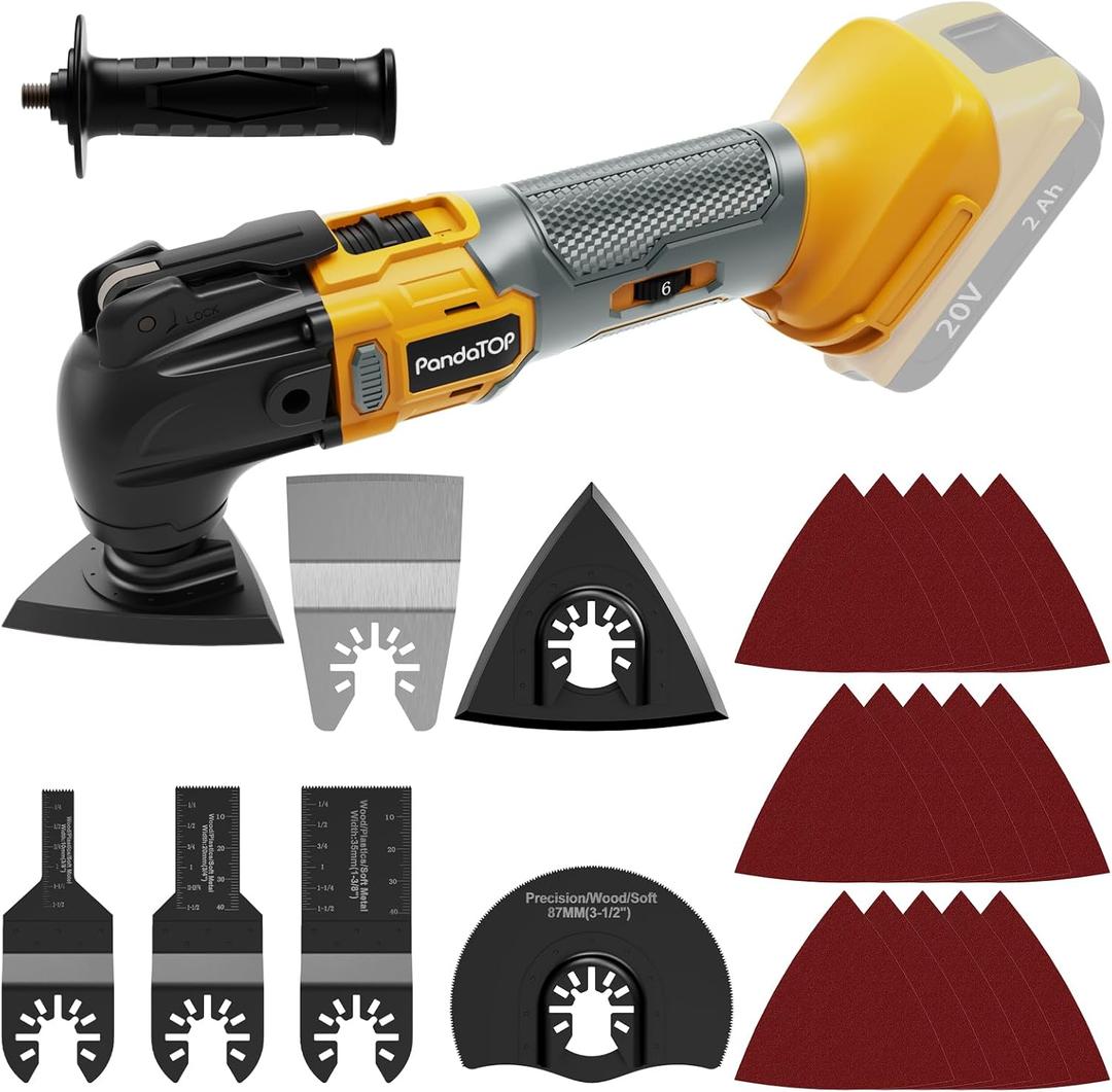 Oscillating Multi Tool for DeW 20v Max Battery, Brushless, 6 Variable Speed, Cordless Oscillating Tool, Multiusos, 22 Pcs Multi Tool Kit Cutting, Sanding, Scraping (Battery Not Included)