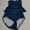 Eomenie Women's Swimsuit Tankini Tummy Control Bathing Suits Two Piece Full Coverage Slim Swim Suits with High Waisted Bottom S