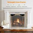 BEAMNOVA Fireplace Screen, Gold, 50 x 32 in, Baroque Decorations