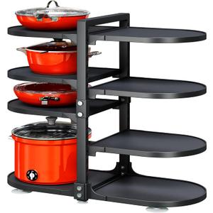 Pot and Pan Organizer for Cabinet, 8 Tier 21 Adjustable Cabinet Pan Organizer Rack Heavy Duty Pot Rack for Kitchen Storage, Snap-on Pot Pan Organizer with Panels for Stockpot and Steamer (Round)