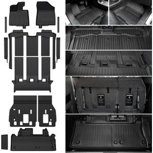Floor Mats Set for 2021-2025 2026 Toyota Sienna (Only for 7 Seats), All Weather TPE Backrest Mat Trunk Lower Well Mat Cargo Liner Door Sill Guards Accessories (7 Seats Full Mats Set)