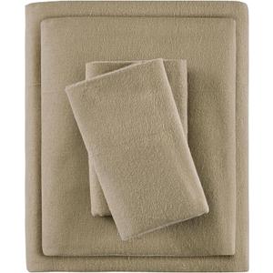 True North by Sleep Philosophy Cozy Flannel Warm 100% Cotton Sheet - Novelty Print Animals Stars Cute Ultra Soft Cold Weather Bedding Set, Twin, Blue Solid 3 Piece