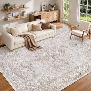 8x10 Washable Area Rugs for Living Room Beige Brown Non-Slip Rug
Vintage Medallion Rug，Soft Low Pile Large Rugs，Indoor Retro Carpet for Bedroom Nursery Dining Table Farmhouse Home Office