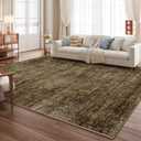 Area Rug 8x10 Washable Rug/Machine Washable Brown Low Pile Vintage Traditional Floor Cover Foldable Thin Retro Style Indoor Distressed Non-Slip Carpet Bedroom Living Room Kitchen Office