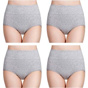 wirarpa Women's Cotton Underwear High Waisted Ladies Panties Full Coverage Briefs 4 Pack (Large)