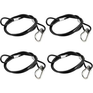 39.4" Safety Cable Black Coated Stainless Steel Security Cable with Carabiner Lock, 110lb Safety Rope for DJ Stage Light LED Par Light Moving Head Light Bicycle Luggage(4 PCS)