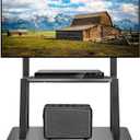 Hellsehen Mobile TV Stand,Rolling TVs Cart on Wheels Height Adjustable Heavy-Duty Floor Stand Base for 32-75 Inch LCD LED OLED Flat Panel Screens Smartboard Movable Holds up to 220lbs with Shelf