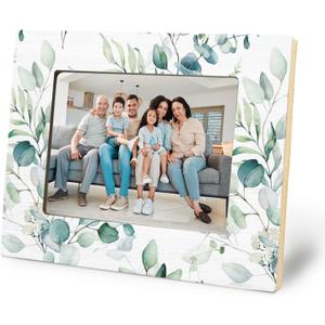 Sage Green Eucalyptus Picture Frame 5x7, Watercolor Eucalyptus Floral Photo Frame, Cottagecore Greenery Botanical Wall and Tabletop Display Picture Photo Frames for Home Bedroom Decor