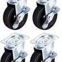 uxcell Swivel Caster Wheels with Brake 3" Rubber with 360 Degree Top Plate 110LBS Capacity for Furniture Carts Workbench, Black, Pack of 3