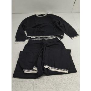 PRETTYGARDEN Women's 2 Piece Knit Sweater Outfit Casual Long Sleeve Pullover Wide Leg Pants Tracksuit Loungewear Set L