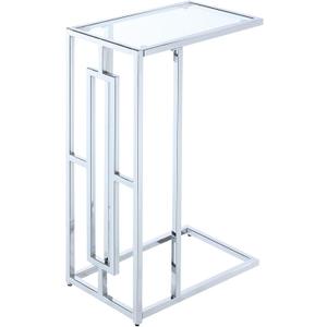 Convenience Concepts Town Square Chrome C End Table 15.75" - Contemporary C Couch Table, Modern Living Room Glass Side Table, Family Room Sliding End Table, Glass/Chrome