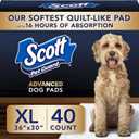 Scott Pet Guard Advanced Dog Pads - XL Dog Training Pee Pads - 16 Hour Absorbency & Odor Control - Softest Quilted - 30" x 36" - 40 Pack