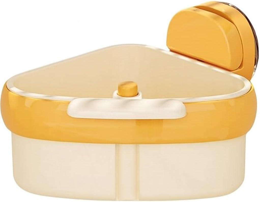 Corner Sink Strainer Basket – Yellow Food Waste Drain Catcher with Ultra-Strong Suction Cups + Steel Scrub Cloth & Cleaning Cloth – Multi-Purpose Kitchen & Bathroom Storage
