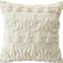 Artscope Halloween Pillow Covers 16 x 16 Set of 2 Decorative Ghost Holiday Pumpkin Throw Pillow Cases Soft Plush Faux Fur Couch Cushion Case for Farmhouse Halloween Sofa Bed Room Home Decor-Beige