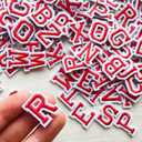 130pcs Iron on Letter Patches 0.7 inch, 5 Sets of 26 Embroidered Alphabet A-Z Patches for Clothing Jackets Hats Backpacks Jeans Red