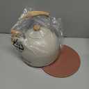 LONFFERY Tea Kettle for Stove Top, 2.5 Quart Whistling Tea Kettle, with Food Grade Stainless Steel and Wood Pattern Folding Handle, Creamy White