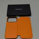 SHIELDON Slim Wallet Case for iPhone 17 Pro 6.3" 2025 | Genuine Leather, Wireless Charging, Folio Magnetic Closure, RFID Blocking Credit Card Holder, Shockproof Phone Cover - Orange