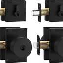 Haidms Black Door Knobs with Deadbolt, Heavy Duty Matte Black Exterior Door Lock Set, Zinc-Alloy Front Door Knobs and Deadbolt Set(2 Pack)