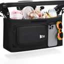 ZZM Parent Console Stroller Wagon Organizer Compatible with WONDERFOLD W2&W4&X, Jeep Deluxe Wrangler, EVER ADVANCED Wagon, Wagon Stroller Accessories with 2 Large Insulated Cup Holder(Empty Bag)