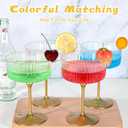 XUWAIDSGN 12 Pcs Champagne Martini Glasses 9 Oz with Gilded Removable Gold Rim Coupe Glasses Pink Martini Glasses Plastic Mimosa Vintage Coupe Glasses Set For Wedding Anniversary (12, Ribbed Gold)