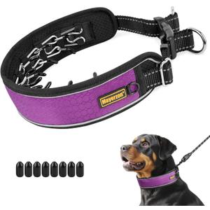 Mayerzon Patented No Pull Collar for Small Medium Large Dogs Beagle German Shepherd Rottweiler, Martingale Anti Pull Dog Collar with Buckle for Walking Training, Reflective, Adjustable, Waterproof (Medium,2.5mm,13.75"-18.5"Neck, Purple)