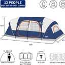 CAMPROS CP Tent 12-Person-Camping-Tents,3 Room Family Tents,Waterproof Windproof Family Tent with Top Rainfly,6 Large Mesh Windows,Double Layer,Easy Set Up, Portable with Carry Bag-20' x 9' x 72"(H)