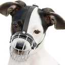 №0.5 Dog Chrome Metal Muzzles Wire Basket Adjustable Leather Straps Сircumference is 6.6-8.2 in The Length is 1.9-2.3 in