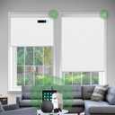 Motorized Roller Blinds, Blackout Automatic Shades with Solar Panel Cordless Smart Blinds for Windows, Custom Electric Blinds Horizontal Roller Shades with Remote Control,White,22" W X 72" H