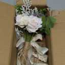 Wedding Bouquets for Bride Bridesmaid,White Champagne Artificial Roses Flowers for Wedding Church Decoration (6.5in)
