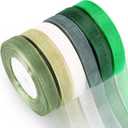 6 Rolls Organza Ribbon Sheer Chiffon Ribbon Bulk for Wrapping Decorating Valentine Wedding Birthday Bouquet Garland(0.6 Inch X 50 Yard Each Roll,Green)