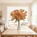 12pcs Artificial Orange Flowers for Indoor & Outdoor Decor, Burnt Orange Fake Spring Mums Bouquets, Faux Mums Lilac Flowers for Thanksgiving/Halloween, Autumn Arrangements (Durable UV Resistant)