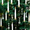 Tuanse 12 Sets Flameless Christmas Tree Candles LED Taper Candles with Crystal Ball Hook for Christmas Tree Ornament, Flickering Battery Operated Light Candlestick Xmas Wedding, No Battery (Crystal)