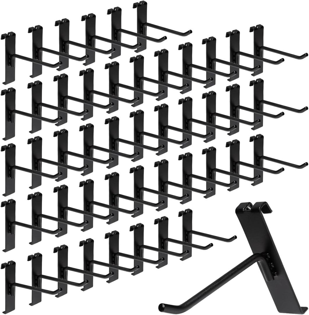 60 Pack Grid Wall Display Hooks, Metal Gridwall Accessories for Retail Stores, Trade Shows, Art and Craft Displays (Black, 4 Inch)