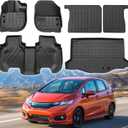 for 2014-2020 Honda Fit Floor Mats Cargo Trunk Liner and Rear Seat Backrest Mat All Weather TPE Rubber Protection Mat Black (Floor Mats+Cargo Liner+Backrest Mat)