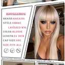 Blonde Wig for Women Long Straight Layered Wigs with Bangs 24 Inches Ombre Blonde Wig with Dark Roots Synthetic Wigs for White Women Natural Looking Hair Replacement Wig for Girls Daily Party Use