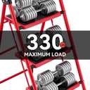 KINGRACK Step Ladder, Folding Ladder with Non-Slip and Wide Pedal, Small Ladder with Handle, Heavy Duty Steel Stool, Lightweight Step Ladder (Red, 3 Step Stool)