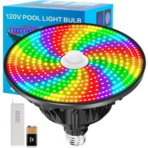 CEDIO LED Pool Light Bulb for Inground Pool, 2026 Upgraded 120V RGB Color Changing Pool Lights Underwater Pool Light with Remote Control, E26/E27 Replacement Pool Light (Pool Light Bulb Black)