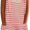 Womens Casual Summer Strapless Romper Tied Wide Leg Striped Short Overalls Loose Boho Beach Cute Rompers with Pockets (XX-Large, A011 Pink)
