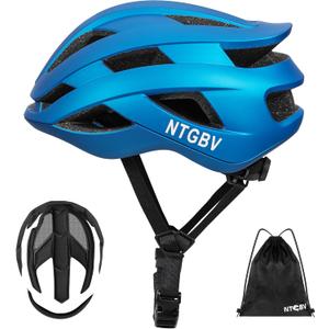 Adult Bike Helmet for Men/Women with Helmet Bag 2 Removable Moisture-Wicking Liners Adjustable Dial Comfort Fit Lightweight Shockproof CPSC 1203 Safety Certified for Road-Ready/Urban-Commute/MTB (Metallic Blue)
