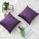 Dark Purple Throw Pillow Covers 16 x 16 for Couch Sofa Bedroom Car 2 Pieces Hand-Made Soft Velvet Striped Cushion Covers Decorative Zigzag Stripe Cushion Cases
